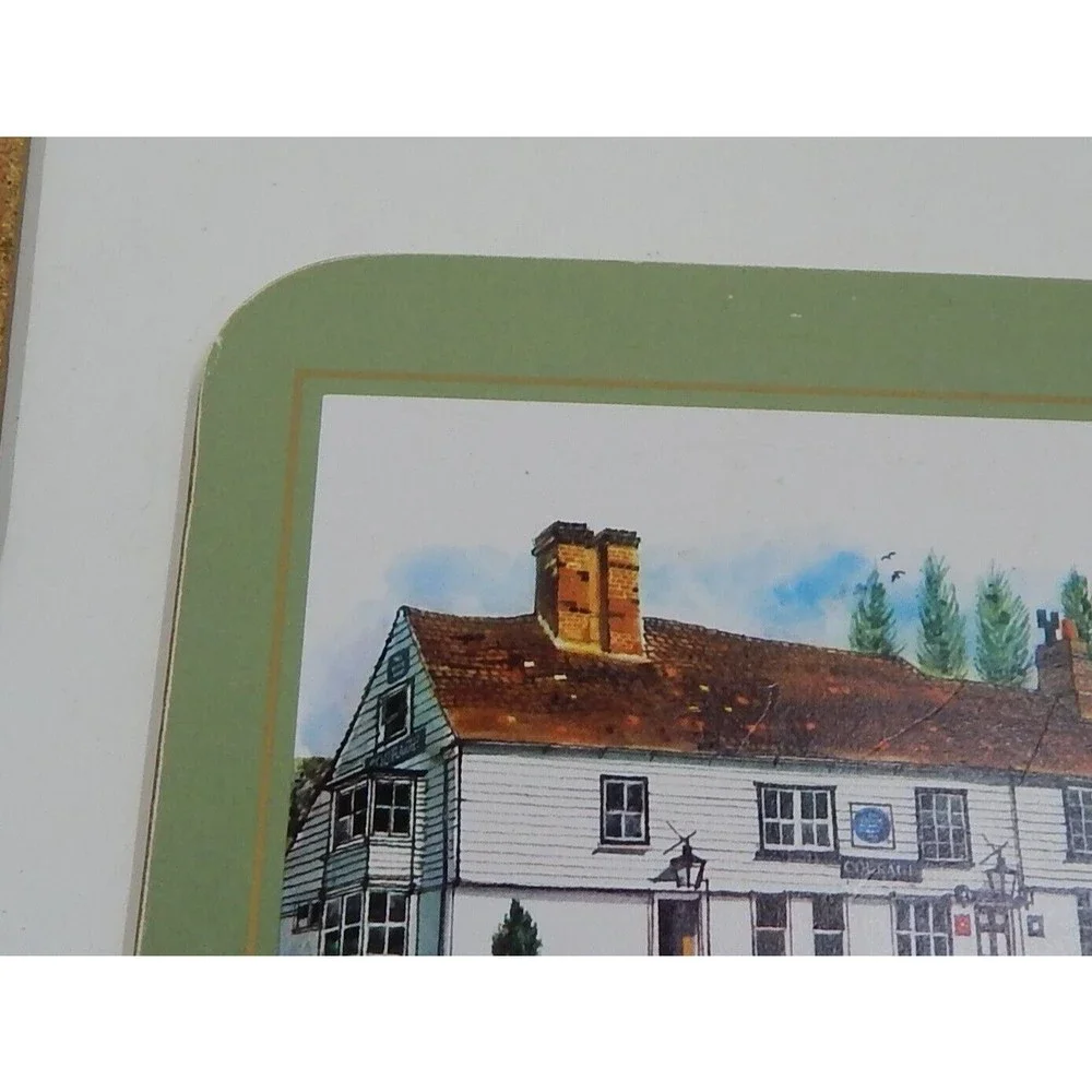 Cloverleaf Square Country Pubs CC14 Cork Coasters Set of 6